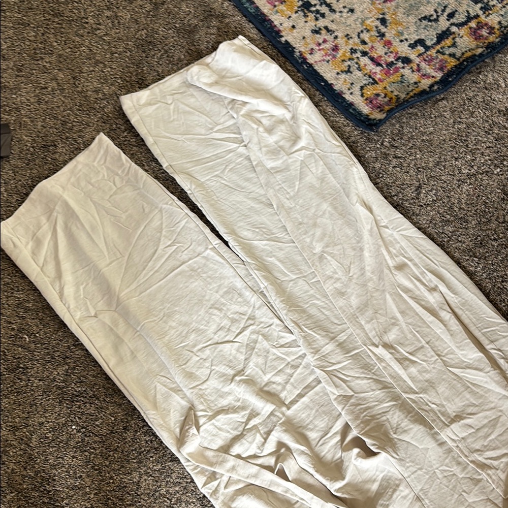 NWT Zara Cream Wide-Leg wrap Pants - Picture 6 of 7